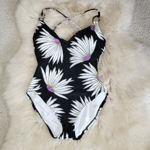 NWOT Kate Spade Plunging V-neck Floral One Piece Swimsuit - M